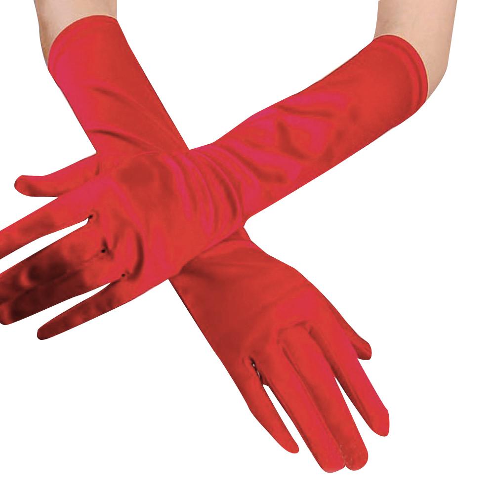 1 Paire De Gants Longs En Satin Noir - Taille Unique 38cm - Pour Soirée, Mariage, Bal Costumé