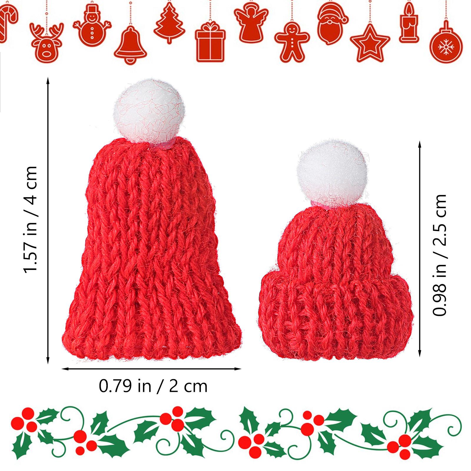 

10Pcs Festive Christmas Hat Accessories Handmade Knitted Cap for Party Favors Holiday Decor DIY Craft Ornament Set other красный