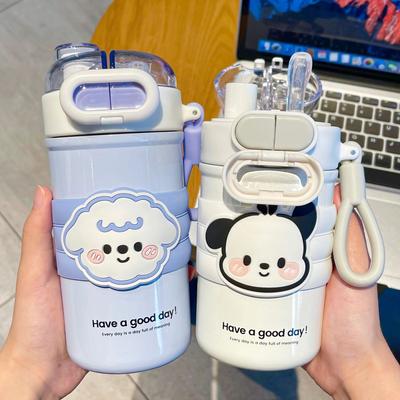 Cute Children's Thermos Cup Girls High Appearance Level Sippy Cup Student Portable Stainless Steel Double Drink Thermal Birthday