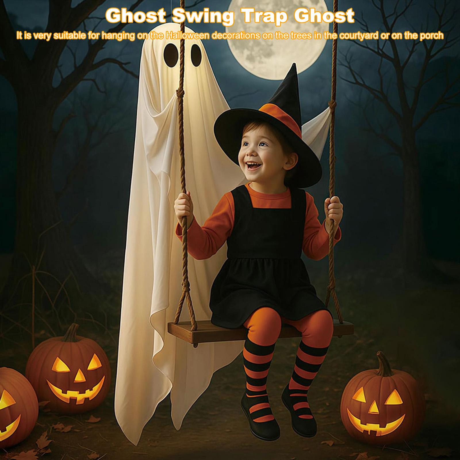 

Halloween Adjustable Ghost Decorations Thicken Spooky Ghost Ornament Battery Powered Cute White Ghost Swing for Home Decor China Mainland