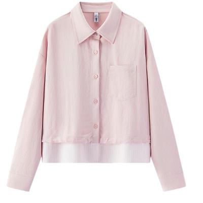 Semir Damen Oversize Faux Two-Piece Gestreiftes Langarmhemd