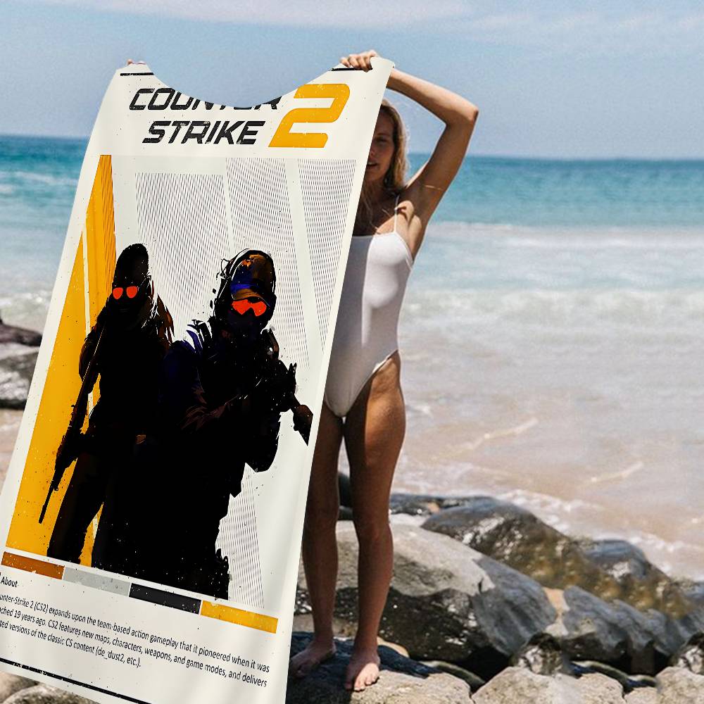 Counter-Strike CS 2 Vintage Microfiber Printed Beach Towel Mountain Climbing Yoga Beach Swimming Running Absorbent Soft Towel