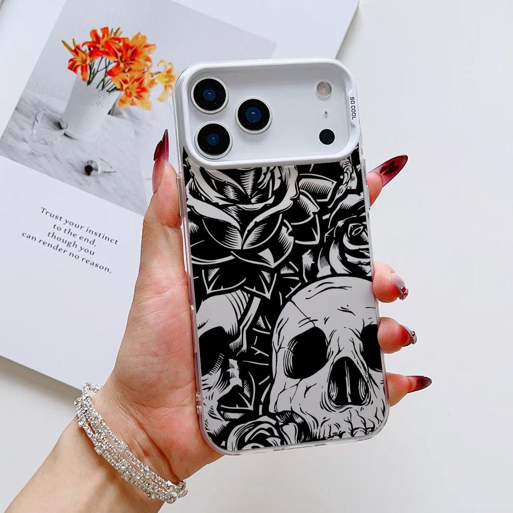 Cool Skull Phone Case For iPhone 17 16 15 14 13 12 11 Pro Max Air Matte Laser Aurora Shockproof Funda