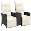 VidaXL Reclining 2-Seater Garden Sofa with Table Black Poly Rattan, Garden Sofa, Garden Seat, Furniture 365715