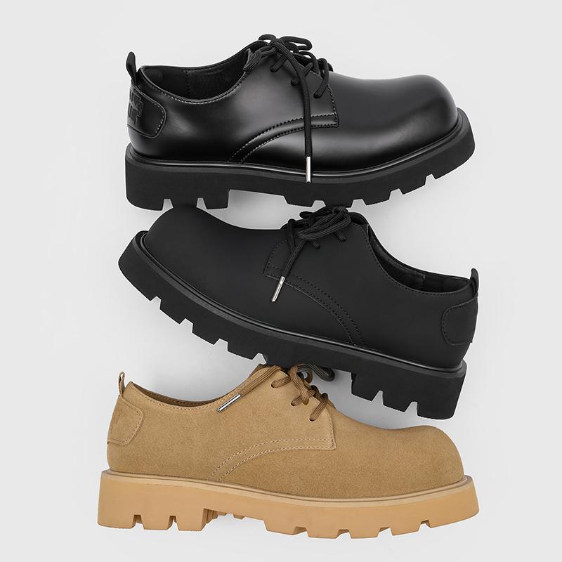 Casual lace up men's leather shoes Retro and minimalist styles Leisure Business High quality Derby shoes Thick bottom versatile