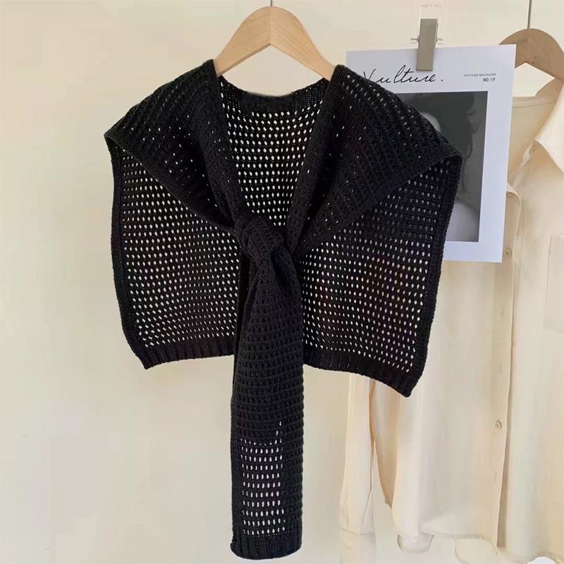 

Knitted Shawl Autumn Women S Shirt Waistcoat Shawl Hollow Outer Wear Summer False Collar