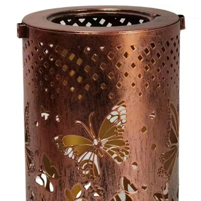 Luce Solare da Giardino a Proiezione Impermeabile IP65 Ombra di Farfalla Luce Solare Lanterna Farfalla Metallica Decorazione da Giardino Esterna