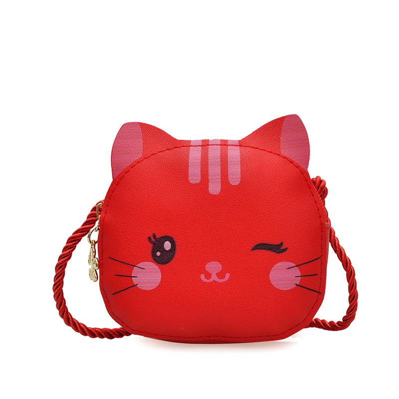 

Cute Cartoon Kitten Color Block Kids Crossbody Coin Purse and Shoulder Bag 12*4*11 cm красный