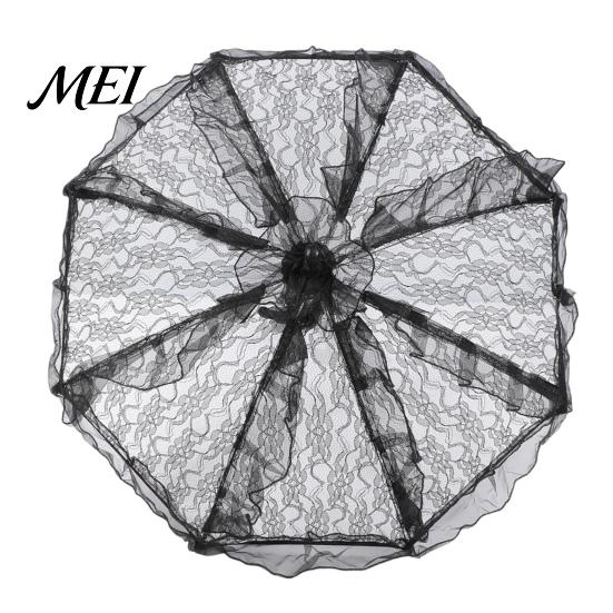 Anti UV Rain Umbrella Vintage Gothic Lace Umbrella, Black Bridal Parasol for Halloween Elegant Hollow Embroidery Witch Cosplay, Wedding Decoration,
