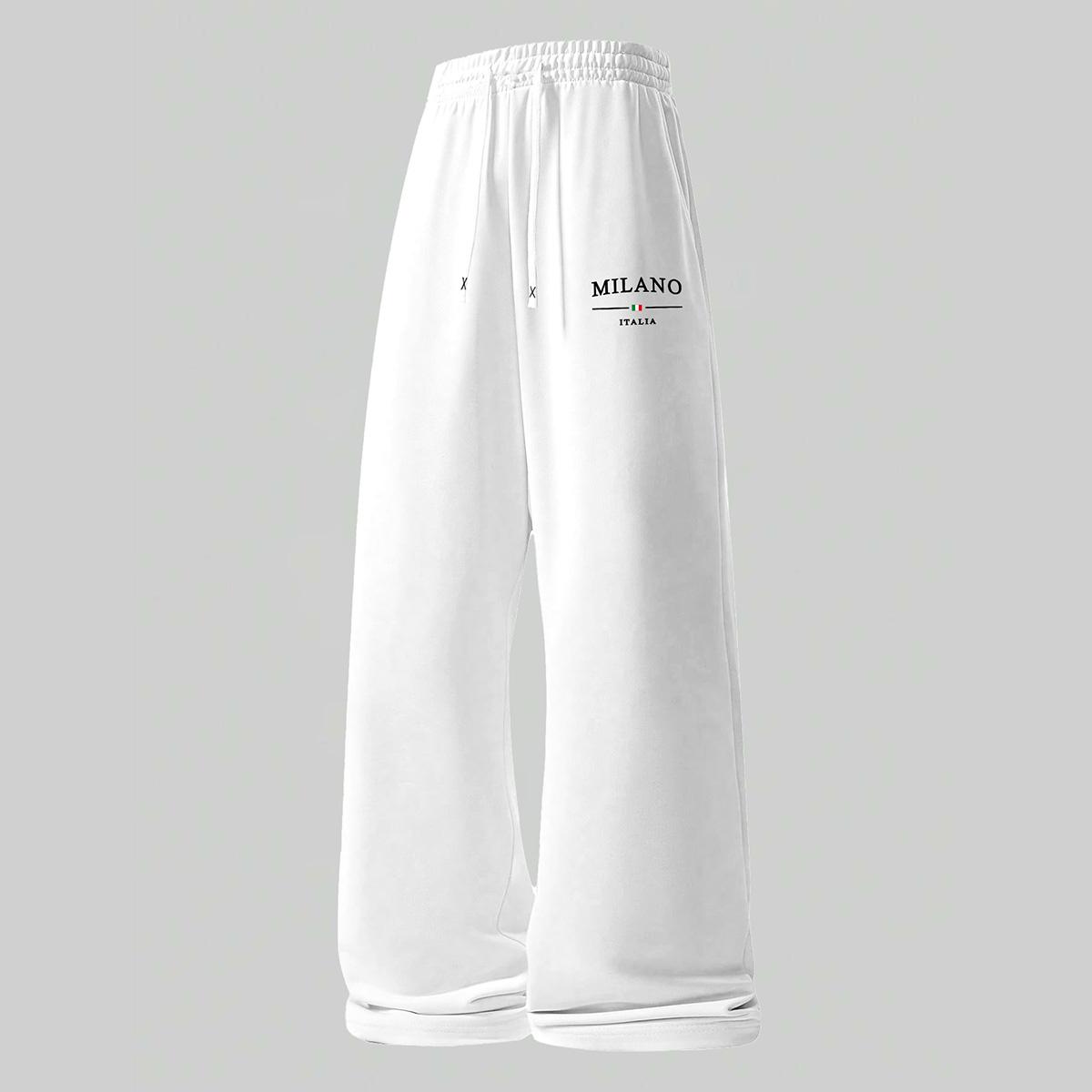 

Чоловічі штани-джоггери з кишенями та шнурком - Широкі штани для дому, бігу, треку, йоги XXL білий