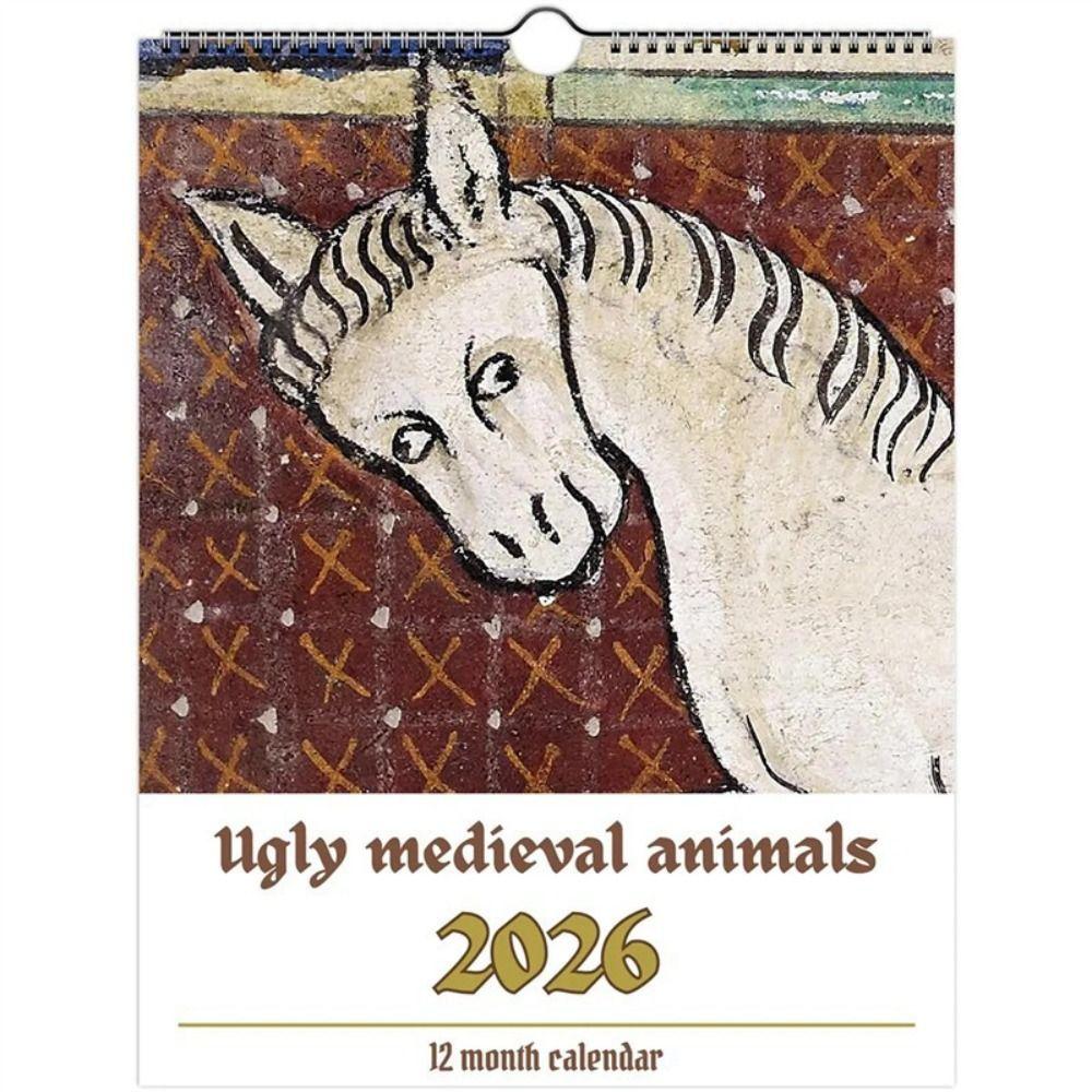 Daily Weekly Monthly Wall Calendar Medieval Horse Painting 12 Month Planner  For Bedroom