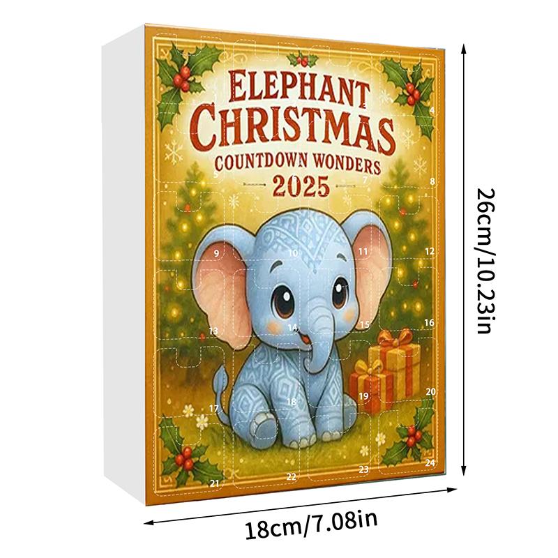 

Elephant Christmas Countdown Wonders 2025, 24 Days Acrylic Christmas Advent Calendar With Mini Elephant Ornaments M різнокольоровий