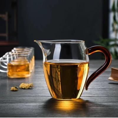 350 ml spitze Teetasse aus Borosilikatglas, Teespender, hitzebeständige Teekanne aus Glas, Kung-Fu-Teeservice mit buntem Griff
