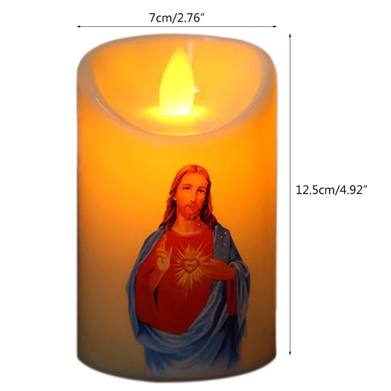 Jesus Christ Candles Lamp LED Tealight Romantic Pillar Light Battery Operated Creative Flameless Electronic Candle candles home