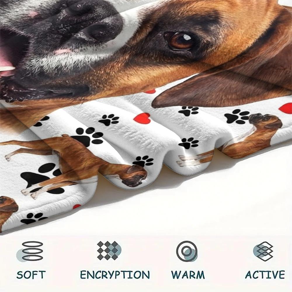 1PC Cute Pet Puppy Print Flannel Blanket, High quality All Seasons, Home Decor, Warmth and Comfort, Perfect for Christmas Gifts