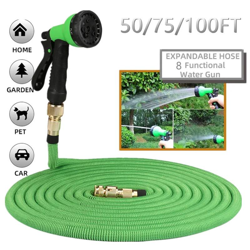 High Pressure Magic Hose Garden Irrigation Car Wash Dual PurposePVCDual Metal Connector Telescopic Water Pipe for Household Wate