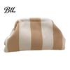 Kiss Lock Clutch Purse Woven Striped for Woman, Large Capacity Cosmetic Pouch, Portable Knit Dumpling Bag, Handbag Evening, Party Toiletry Bag