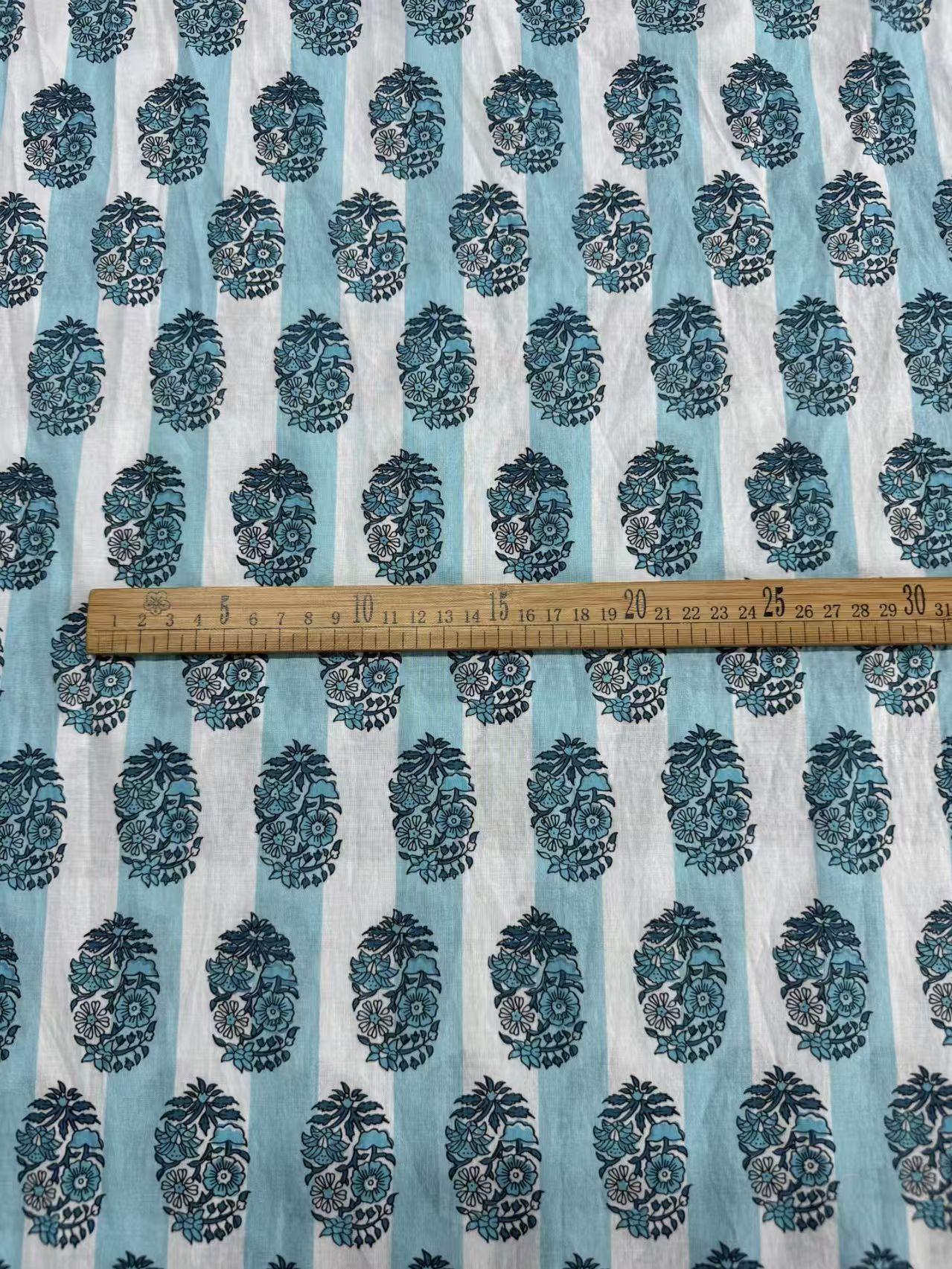 Domestic Hand Tabletop Printed Cotton -Block Print Alternative Long-Staple Cotton Printed Fabric