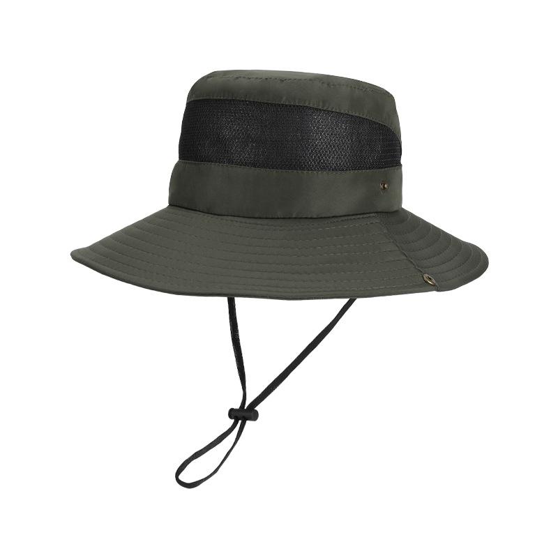 Summer mesh breathable bucket hat men's outdoor mountaineering fishing sun protection hat big brim foldable sun hat children