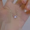 Ladies Necklace Shining Geometric Shape Charming Wear-Resistant Dress Up Hypoallergenic Pink Heart