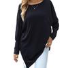 T-shirt jesienno-zimowy z długim rękawem, nieregularny, w dużych rozmiarach - Casualowy, luźny krój