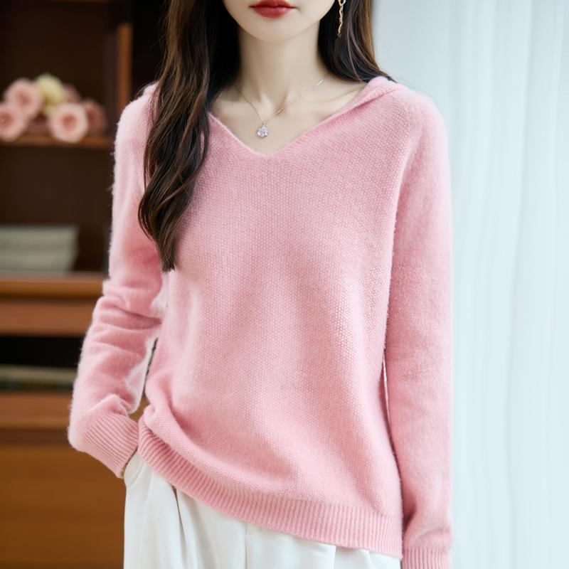 Women's cashmere sweater Qinghe cashmere 30% cashmere 70% wool autumn and winter pullover warm and fashionable