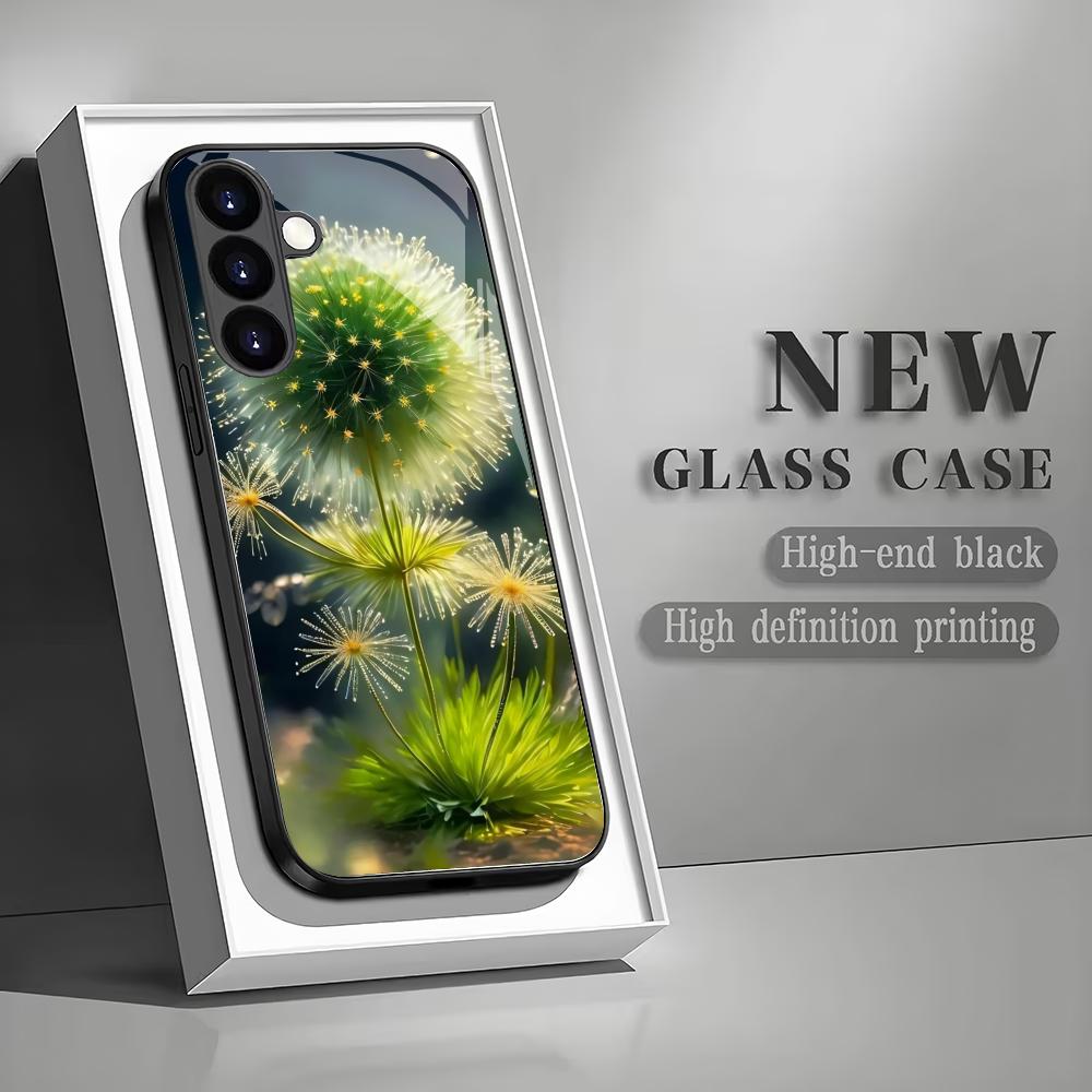 

Dandelion tempered glass phone case suitable for Samsung Galaxy S26 S25 S24 S23 S22 S20 FE/Ultra/Plus anti drop back cover GalaxyS25