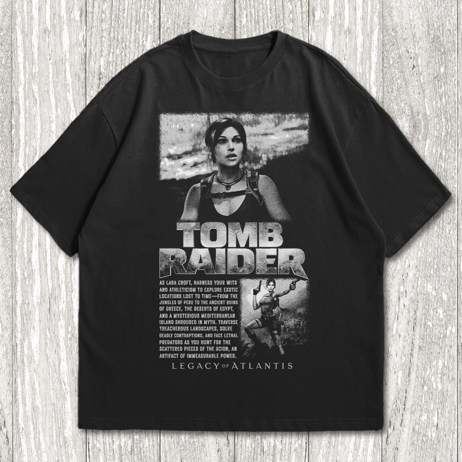 Tomb Raider: Legacy of Atlantis T-Shirt, Lara Croft T-Shirt, Fan-Inspired Game Apparel XL