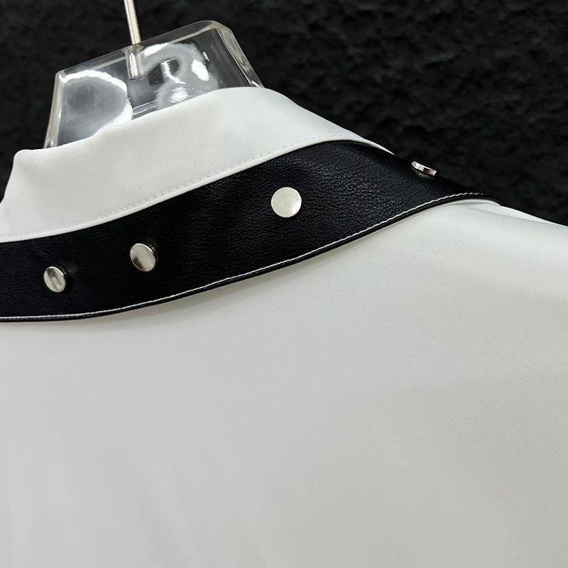 Весна Осінь Дизайн Нішевий Сплайсинг Сорочка з Довгим Рукавом для Чоловіків Особистість Вільна та Універсальна Сорочка для Чоловіків