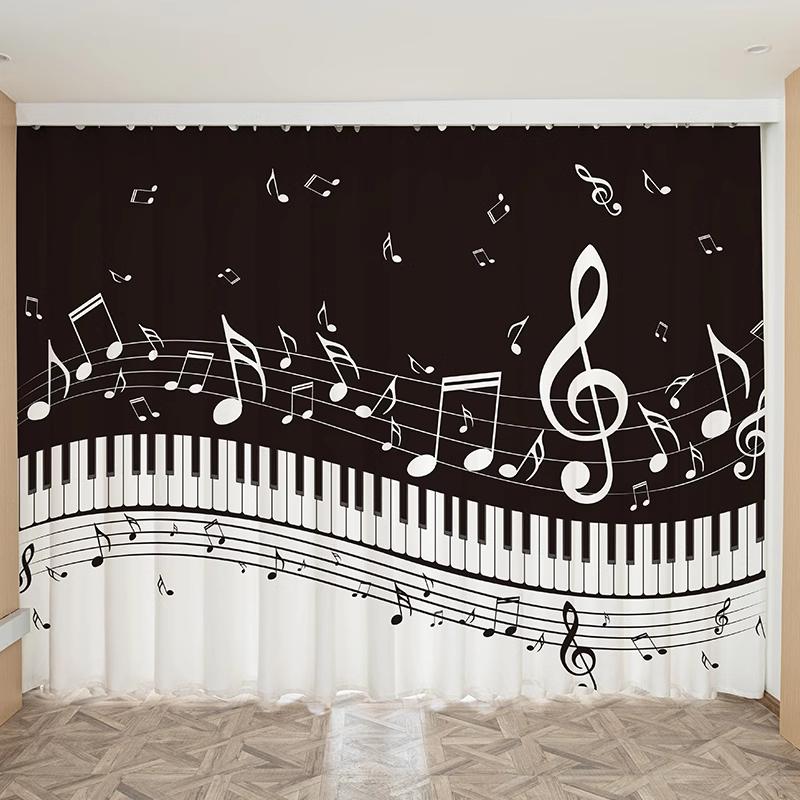 Özel Perde Piyano Davul Keman Gitar Müzik Notalı Perde Müzik Stüdyosu Çocuk Odası Pencere Perdesi