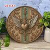 Metal Poster Round Aluminum Sign 2D Vintage Metal Wall Art Heart Wings for Living Room