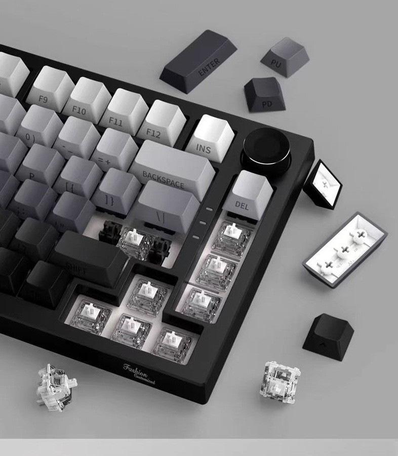 Customized K81 Three-Mode Color-Blocked Wired Gaming Mechanical Keyboard with Side-Engraved Keys