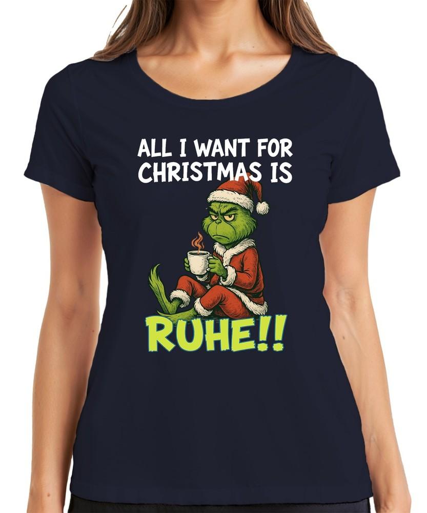 All I Want For Christmas Is Rest Xmas Grinch Sarcastic Ladies TShirt S