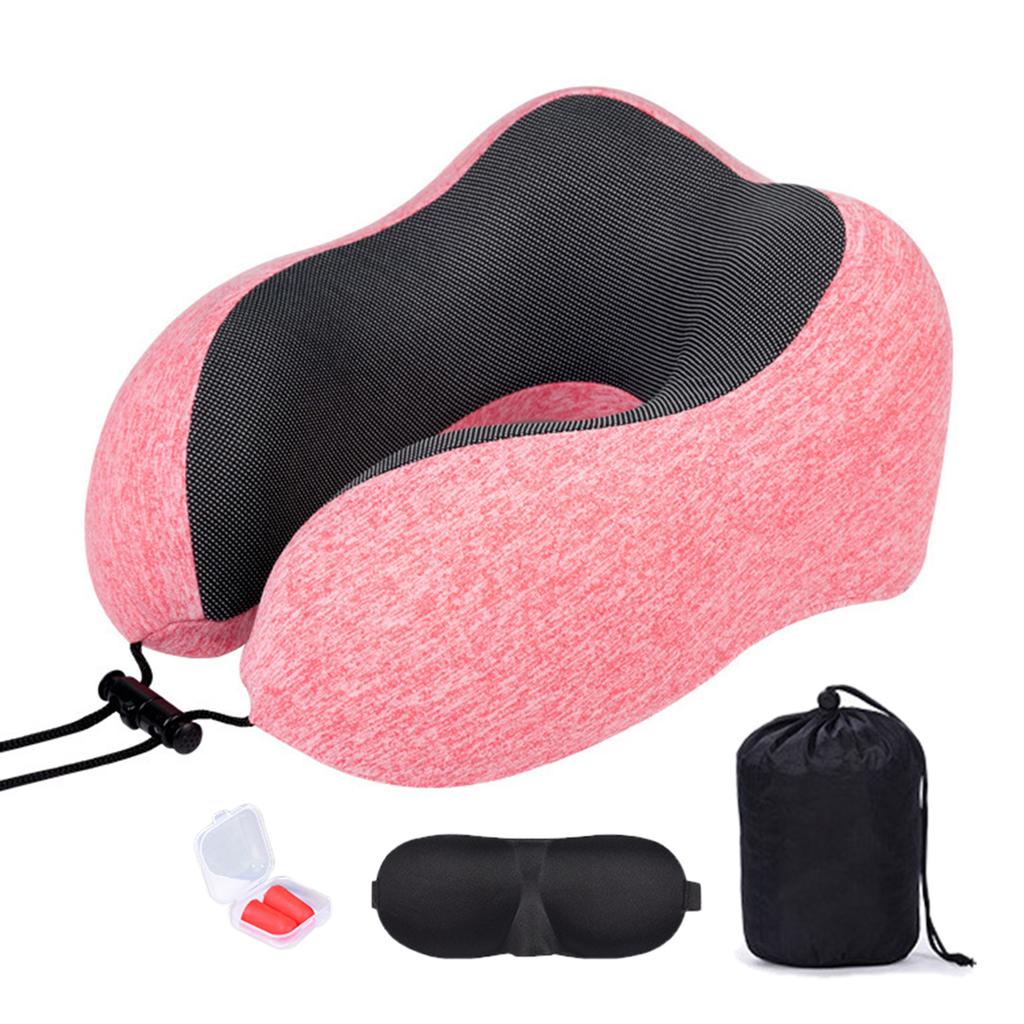 U-Shaped Pillow With Eyemask Earplugs Storage Bag,Travel Memory Foam Neck Pillow,Adjustables Neck Guard Pillow For Home/Travel