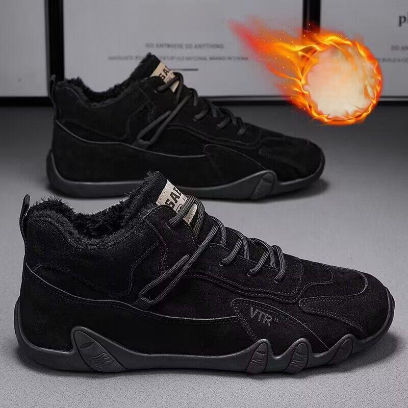 2023 Men's Trendy Winter Plus Velvet Non-Slip Work Shoes - Warm, Thick Cotton for All-Match Construction and Labor Protection