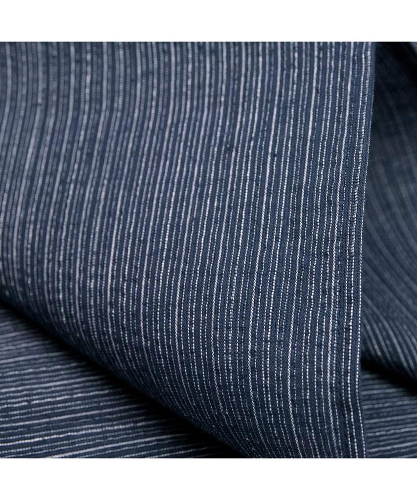 Yukata Shijira Stylish Set Simple Fine Stripe x Navy [KYOETSU] Men's Set, Fabric, Black/Navy, Cotton, 6-Piece (2. (One-Touch Gray), L)