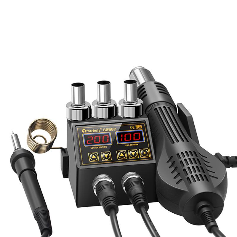 

Термовоздушная паяльная станция с двойным дисплеем, 110 В/220 В, 700 Вт, электрический паяльник 2-в-1 с регулировкой температуры, модель 8898.