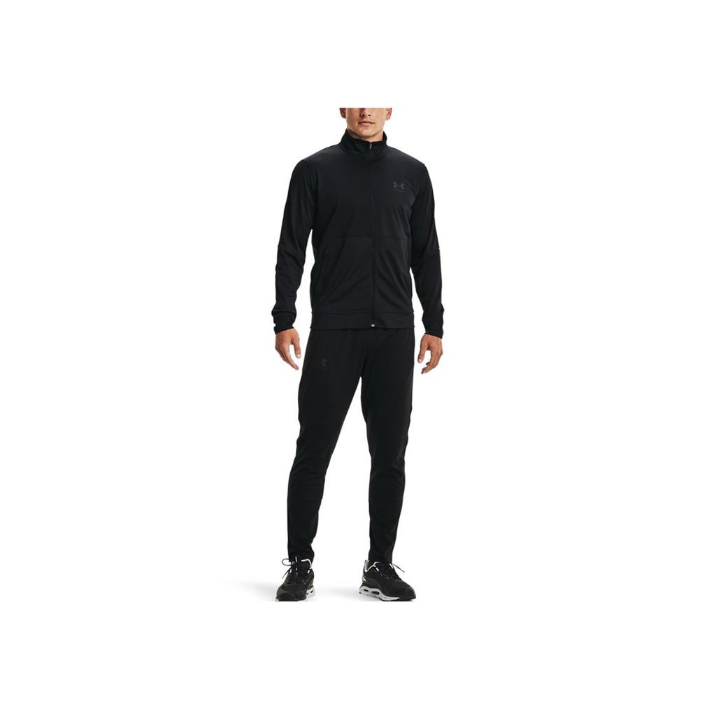 Under Armour Pique Track Jacket With Breathable Zip-Up Collar Men Jackets Black 1366202-001