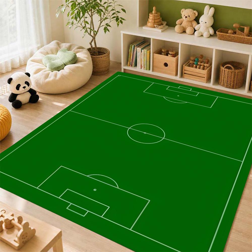 Soccer Ball Green Field Rectangular Rug Nonslip Durable Carpet For Gaming Room Study Living Room Home Party Decor Holiday Gift