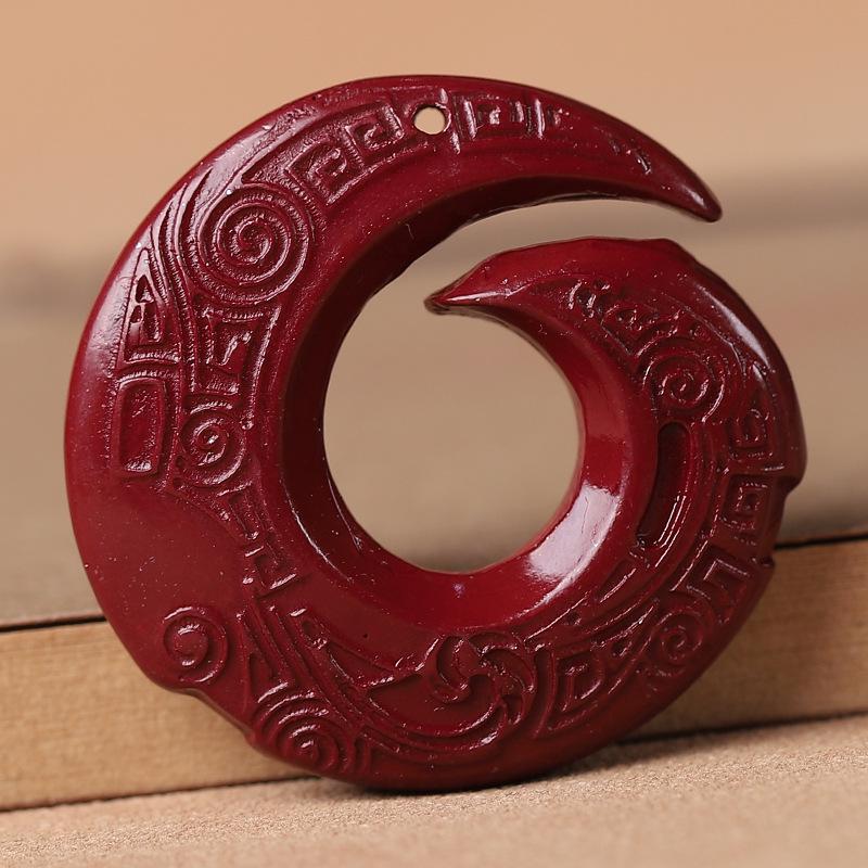 Imitation Cinnabar & Purple Gold Sand Heart Sutra Pendant – Maitreya Buddha & Guanyin Necklace for Men & Women