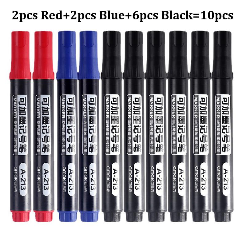 10pcs Permanent Markers,Oil-Based Ink, Large Nib,Waterproof,Quick-Drying For Logistics Express Delivery And Marking Purposes