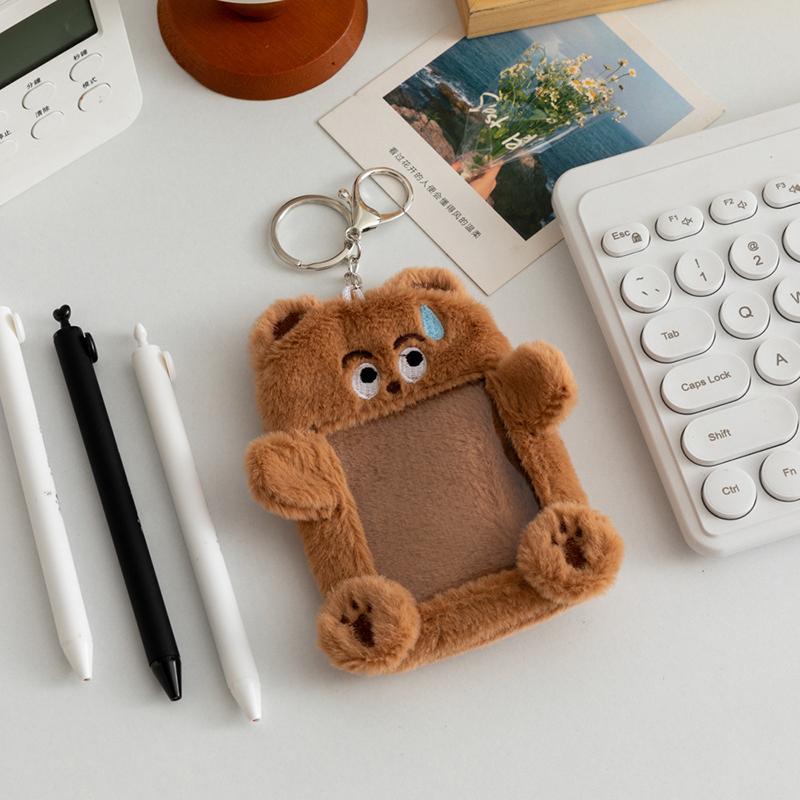 Cartoon Animal Characters Plush Album Card Holder Bus Card Bank ID Card Protective Display Sleeves Backpack Pendant Gifts