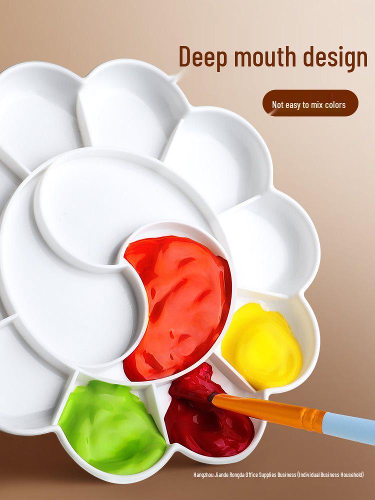 Large Plum Blossom Palette for Art Students - Thickened Mixing Dish for Children's Gouache & Watercolor
