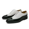 New Brogue Shoes for Men Mixed Colors Square Toe Black White Spring Autumn Handmade Men's Shoes for Business