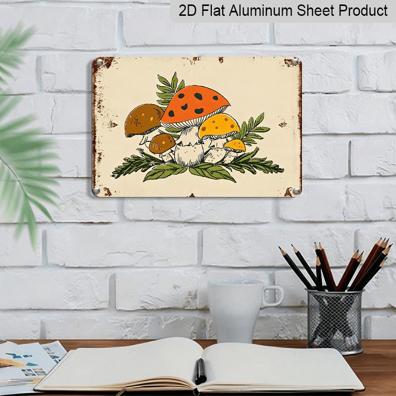 2D Flat - 1pc Merry Mushrooms Aluminum Sign - Vintage Retro Wall Art, 7.87*11.8 Inch Durable Metal Decor for Kitchen, Office, Outdoor Mothers Day