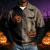 Men's Long Sleeve Sweatshirt with Halloween Print for Costume Party and Casual Wear
