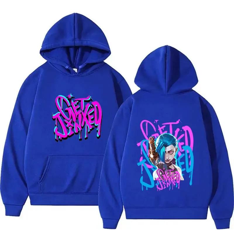 Arcane Jinx Fashion Harajuku Hooded Anime Print Kawaii Long-sleeved Cartoon Fleece Clothes Sweatshirts Women Men