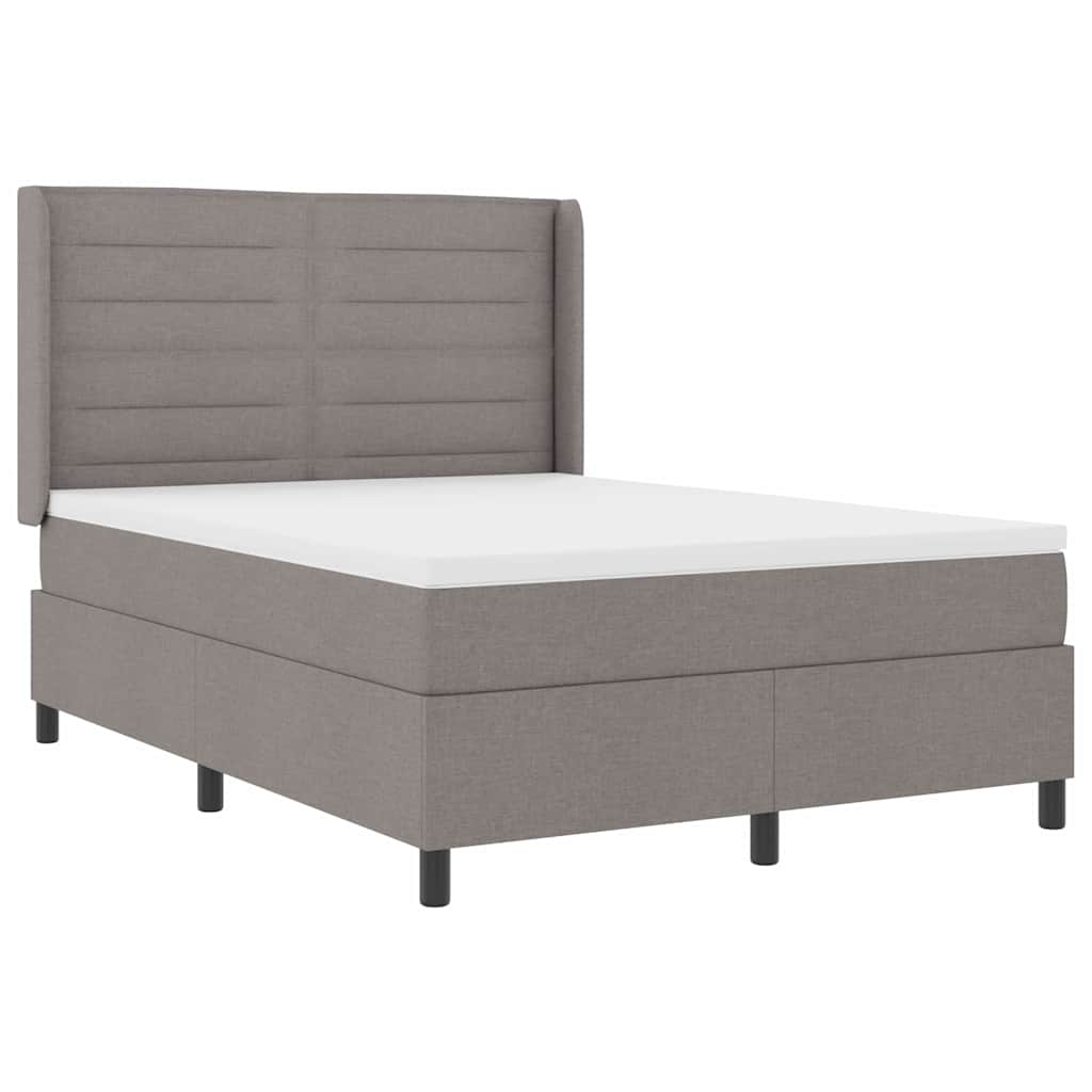 LED Boxspring Bed with Headboard Taupe 160 X 200 Cm Fabric