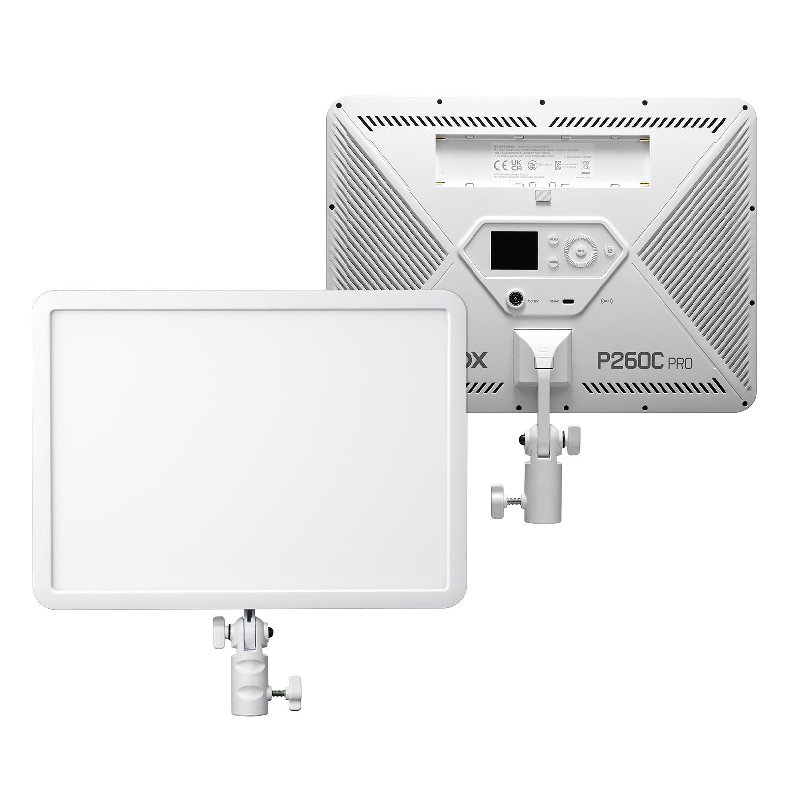 

Godox P260C Pro Bi Color Light Panel Photography Fill Light 45W LED Video Light 2800K 6500K CRI98+ Type C DC Battery EU