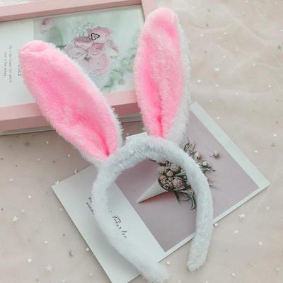 Kız Tavşan Kulakları Kafa Bandı Çocuk Hediyeler için Yumuşak Peluş Tavşan Kulakları